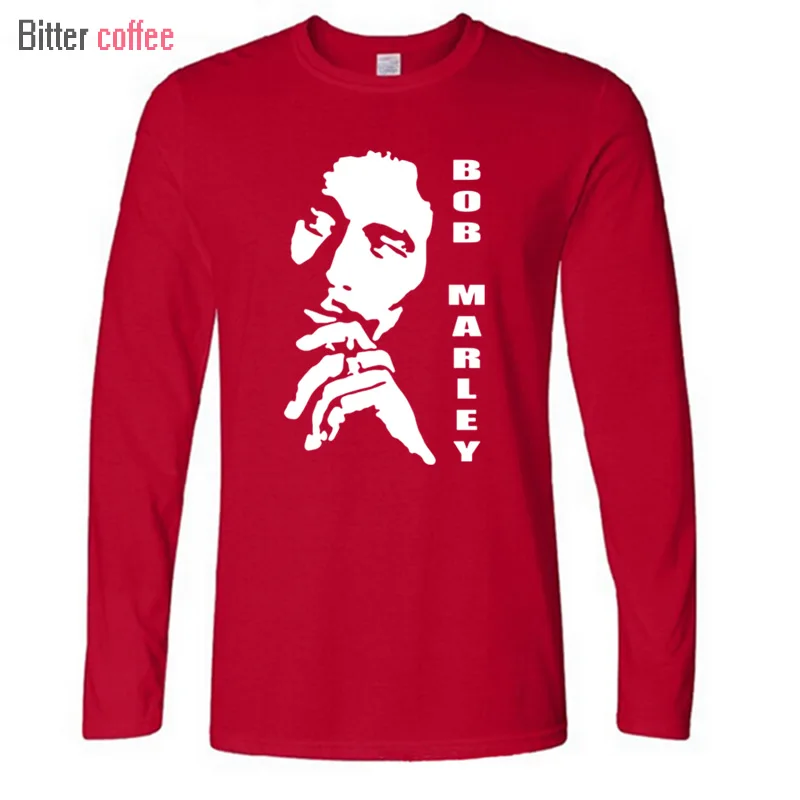 Футболка мужская с длинным рукавом хлопок Забавный принт голова Боба Марли