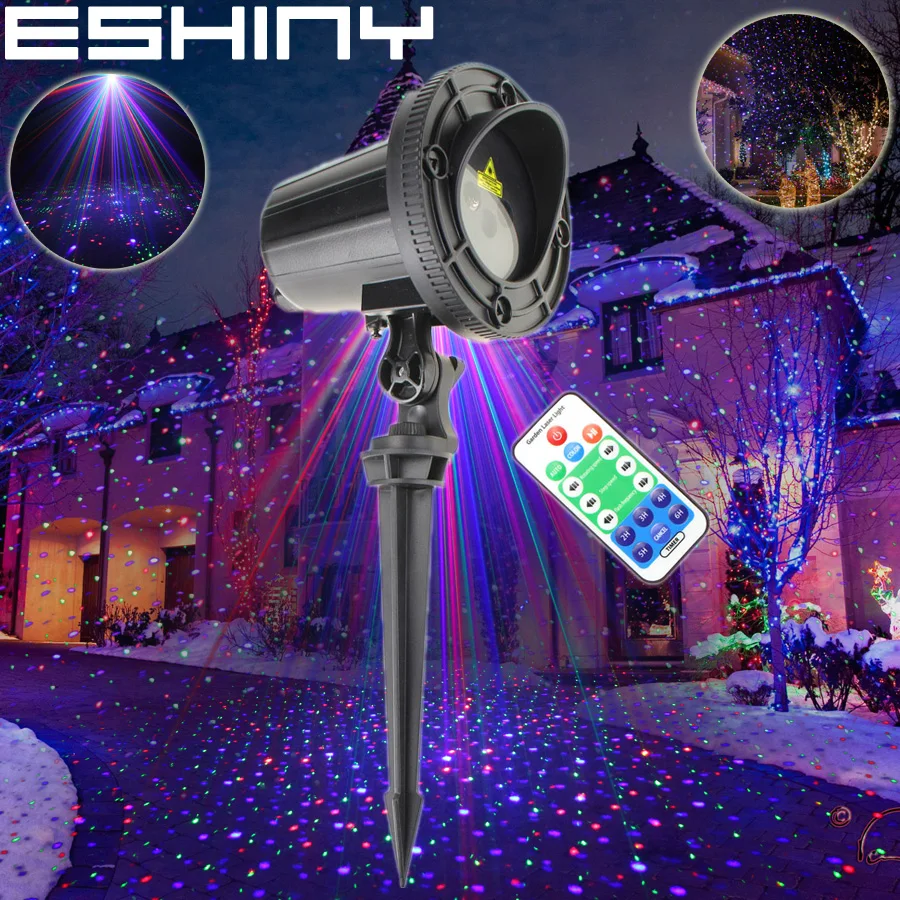 ESHINY Outdoor WF RGB Laser Full Stars Sky Patterns Projector Holiday House Party Xmas Tree Wall Landscape Garden Light N65T83