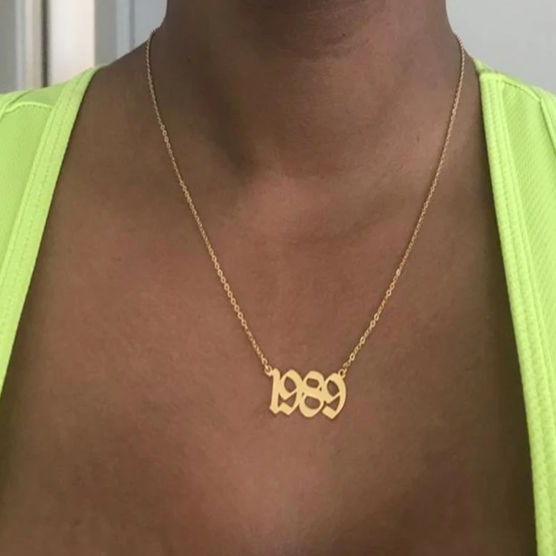 Birthday Jewelry Old English Number Necklace Custom Nacklace Birth Year 1980 To 2019 Personalized Gifts New | Украшения и