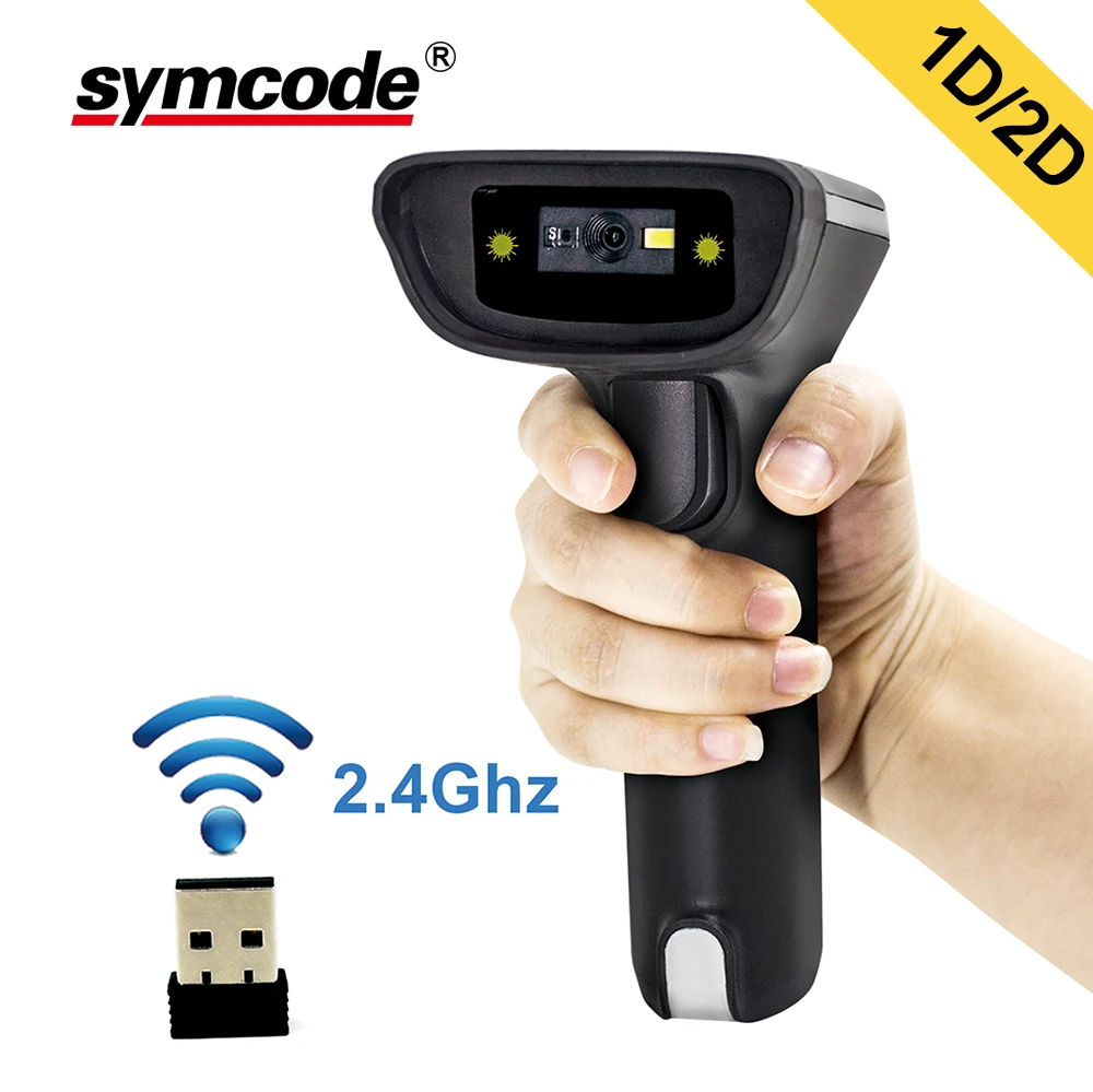 Беспроводной 2D сканер штрих-кодов Symcode 1D/2D 2 4 ГГц USB беспроводной считыватель с 100