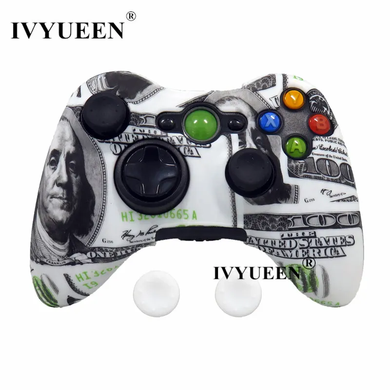US Dollar IVYUEEN для microsoft Xbox 360 проводной/беспроводной контроллер силиконовый резиновый защитный чехол с кожаными ручками аксессуары для игр - Цвет: US Dollar