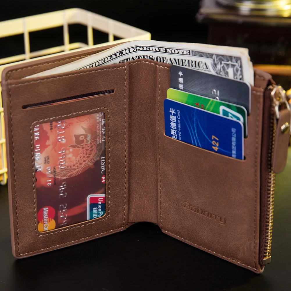Новый Дизайн Для мужчин кошелек короткие Винтаж Повседневное Кошелек двойного