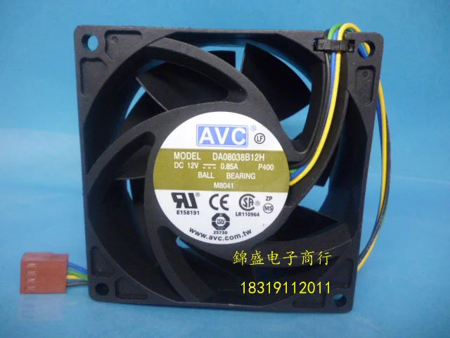 

AVC 8038 12V 0.85A DA08038B12H 80*80*38MM 4-wire PWM temperature control cooling fan