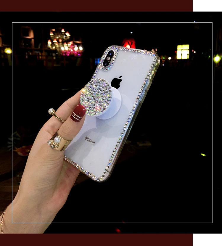 Алмазный чехол для телефона LG G7 G6 Q6 Q7 V20 V30 V40 раздвижная подставка держатель