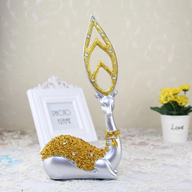 Золотой олень смолы фигурка ремесла миниатюрный палевый статуя Свадебные