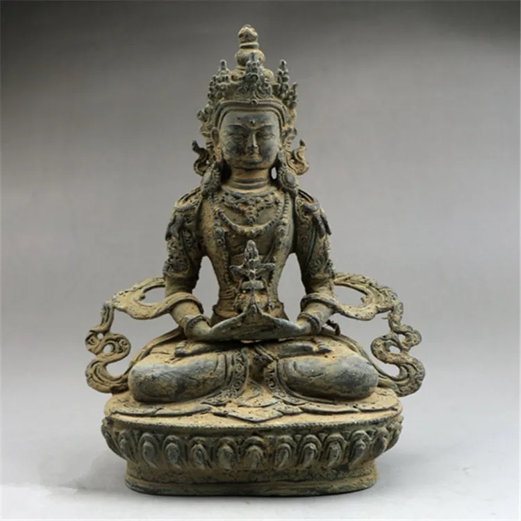 

Archaize ancient unearthed bronze objects,Manjusri Bodhisattva Buddha statue,antique antiques and crafts collection