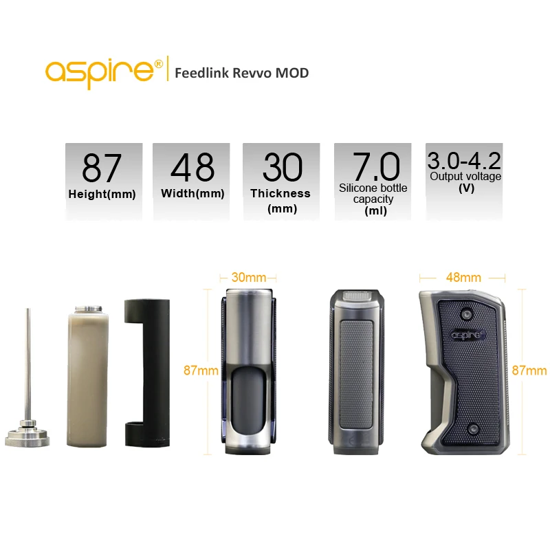 Оригинальный Aspire Feedlink Revvo 80 Вт мод с 7 мл блок впрыскивания электронная сигарета Fit