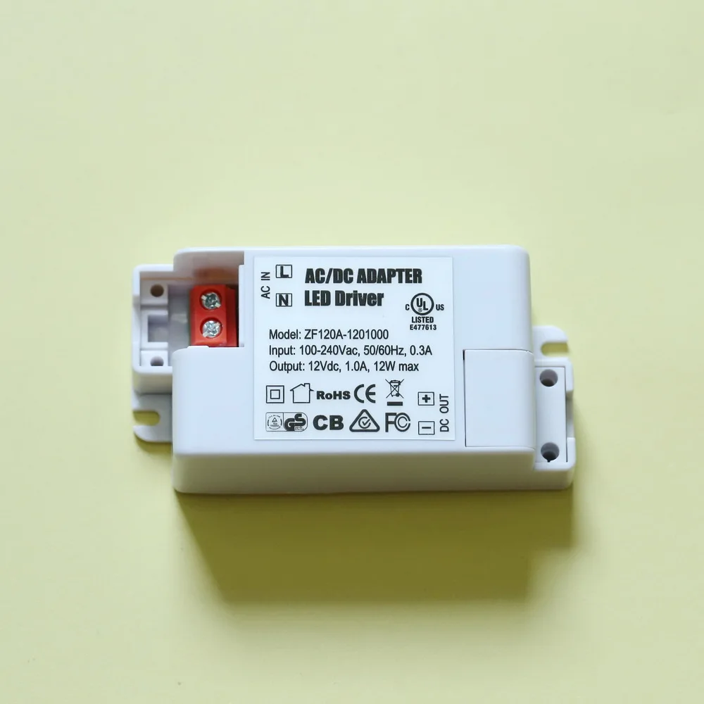 50 шт./лот постоянное напряжение DC12V 1A 12 Вт Светодиодный драйвер для внутренних