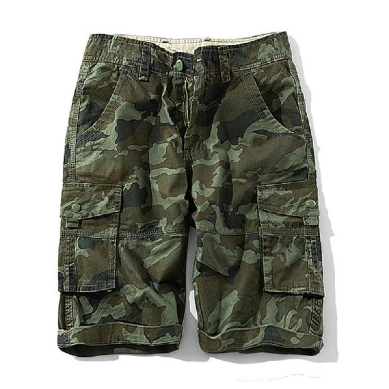 green camo not belt Мужские шорты Карго повседневные Летние камуфляжные шорты мужские свободные рабочие Бриджи много карманов военные короткие штаны камуфляжные шорты мужские - Цвет: green camo not belt