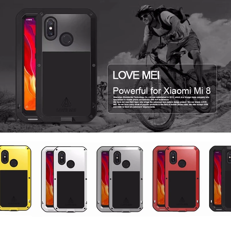 LOVEMEI чехол для Xiaomi mi 8 чехол алюминиевый металл+ стекло+ ТПУ чехол mi 8 роскошный противоударный защитный чехол