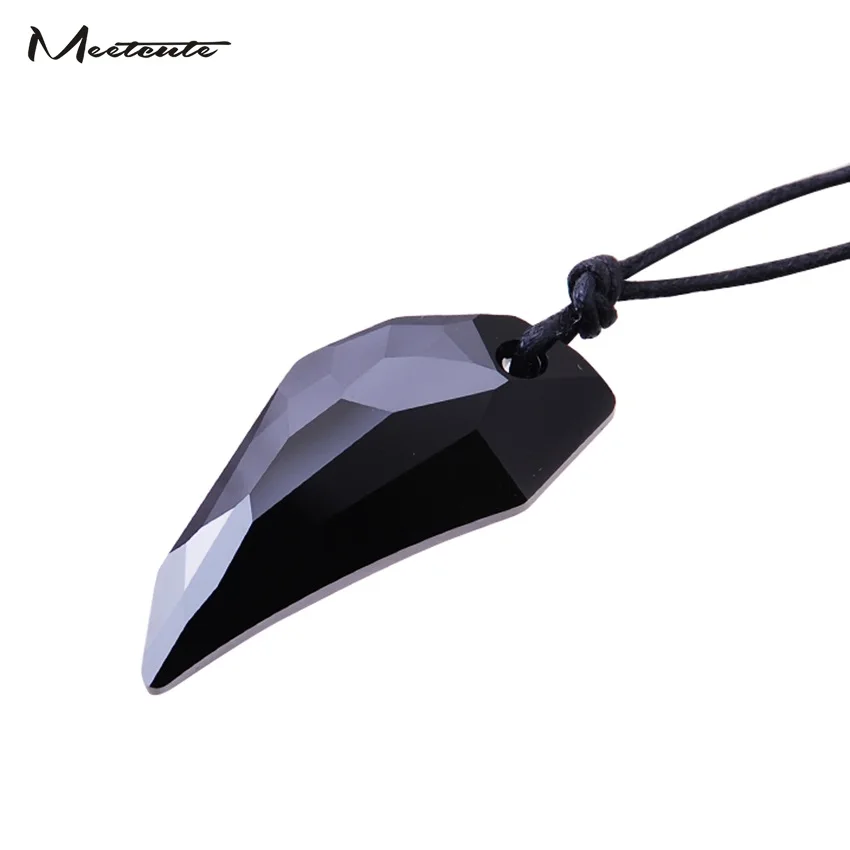 Meetcute Natural Ice Rainbow обсидиановый Новый глаз волк кулон Клык Ожерелья Ручная Веревка