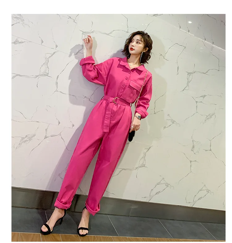 Photo Color Neploe боди для женщин Лето свободный однотонный однобортный комбинезон с карманами корейский пояс Высокая талия комбинезон 43582 - Цвет: Photo Color