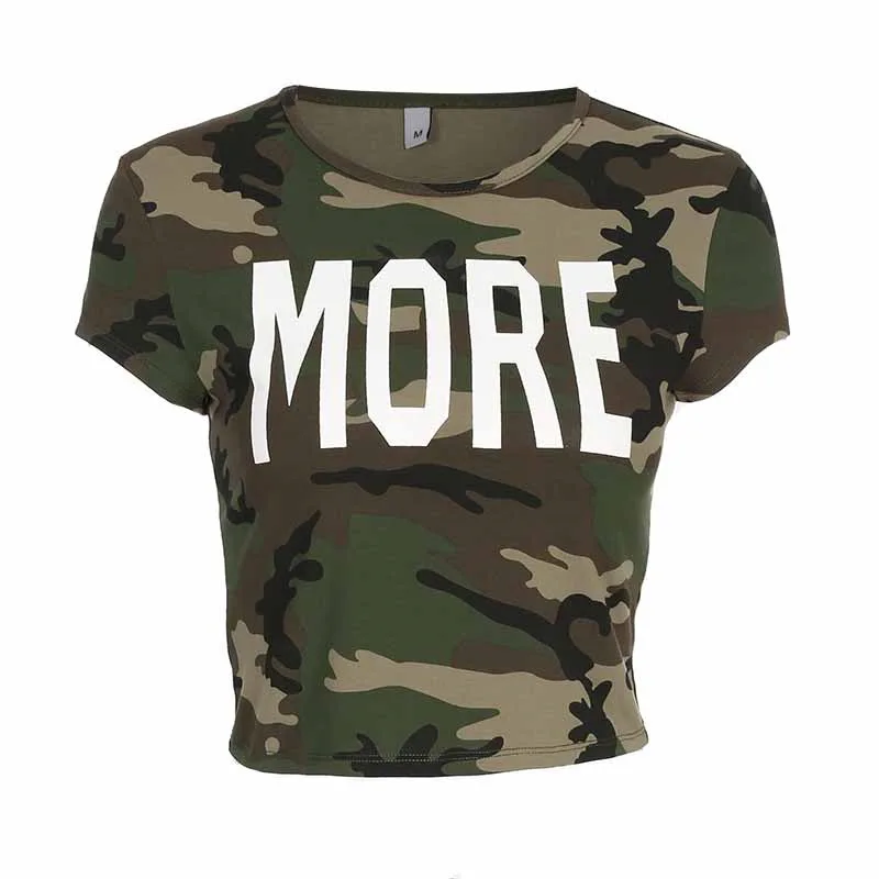 Летние топы короткий рукав футболки женские 2018 Новая мода с камуфляжным принтом
