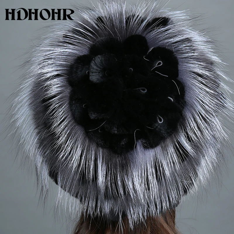 HDHOHR НОВАЯ шапка из натурального меха Wram зимняя женская норки вязаные шапочки