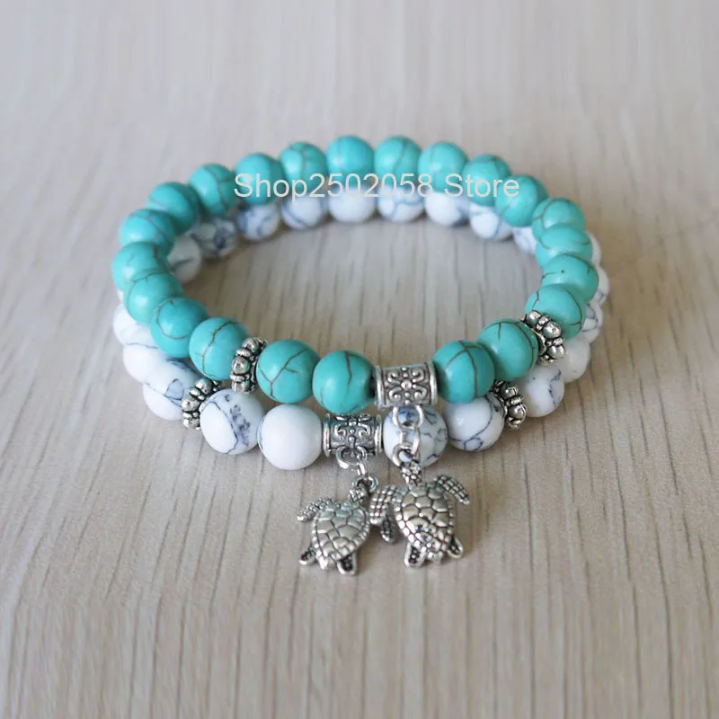 New 2pcs Turtle bead ball quality stones charms of men and women bracelets jewelry | Bracelets