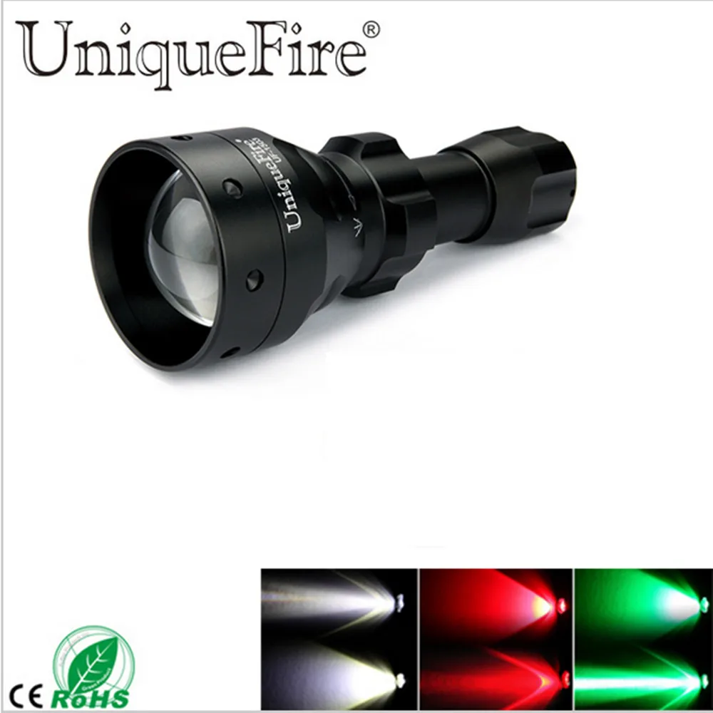 

UniqueFire 1503 светодиодный фонарик XRE зеленый/красный/белый свет светодиодный фонарик 50 мм выпуклая линза 3 режима для кемпинга и охоты