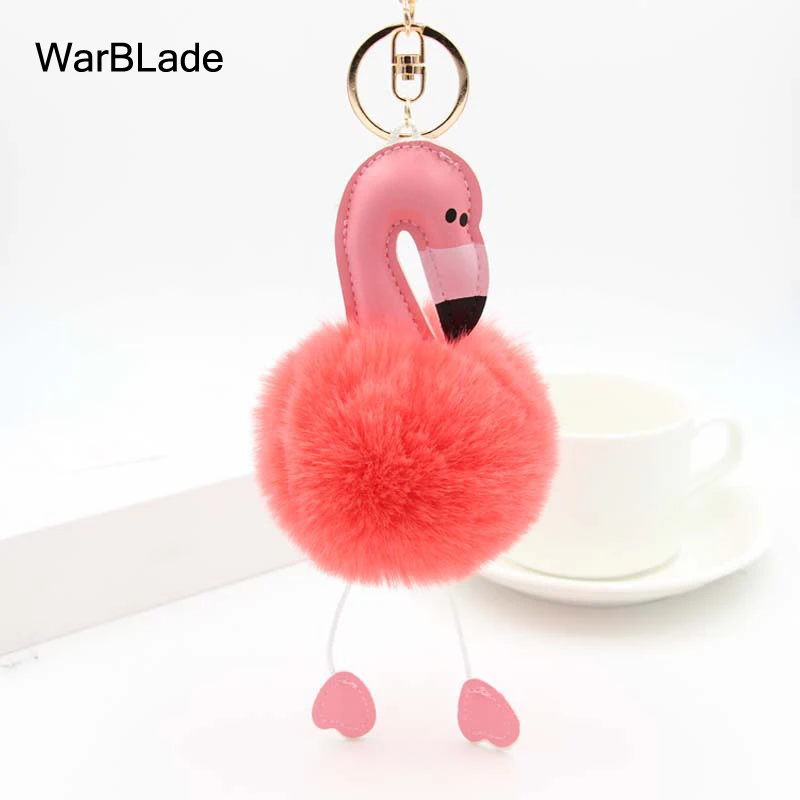 20 цветов милый брелок с помпоном фламинго пушистый шарик из искусственного