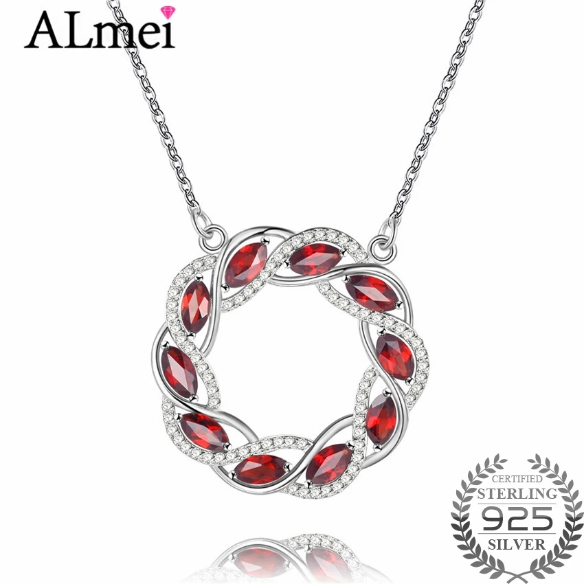 

Женское винтажное ожерелье из серебра 925 пробы с гранатом и оливковой веткой