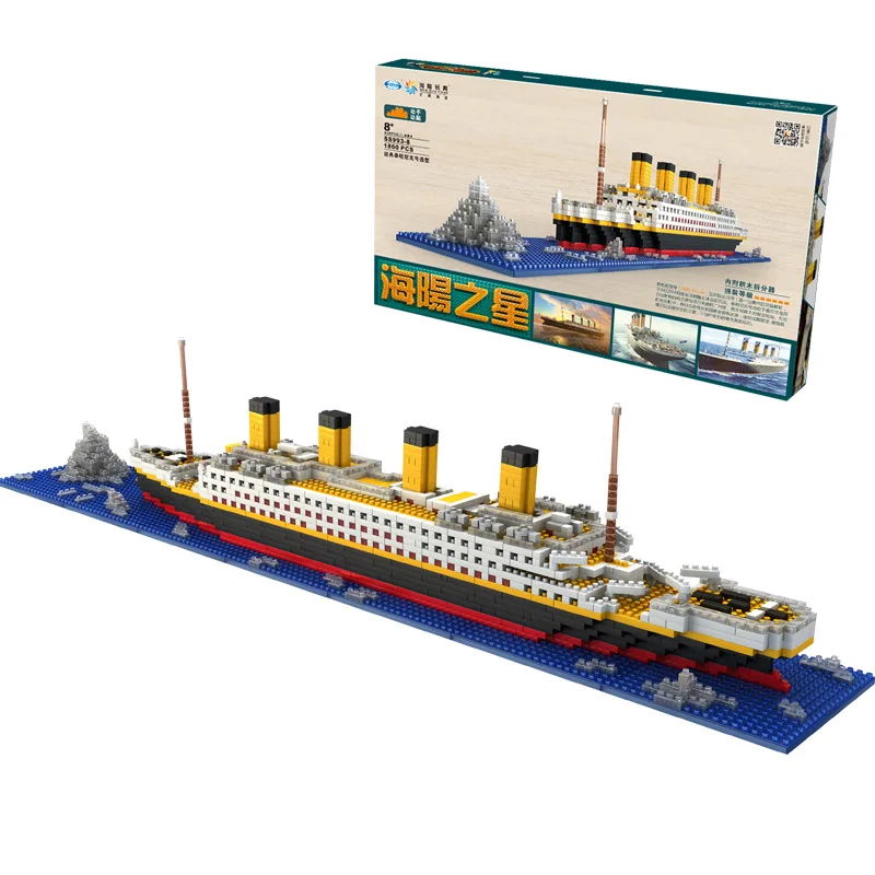 

1860 pcs Nenhum Jogo Rs Titanic Navio de Cruzeiro de Barco Modelo Diy Blocos de Constru&ccedil de Diamante