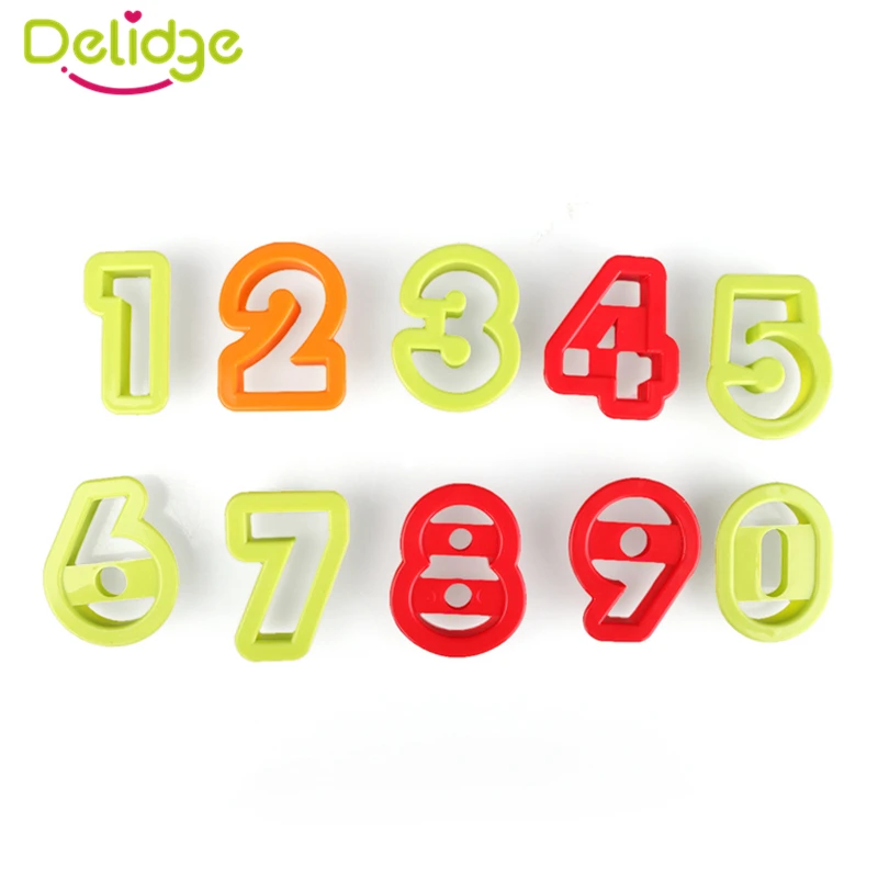Delidge 10 шт./партия числом 0 9 Форма формы для печенья пластиковый случайного цвета