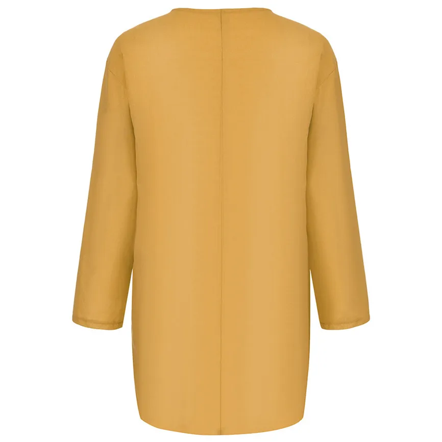 Femme Peplum Топ Blusas женский плюс размер длинный рукав хлопок лен v-образный вырез