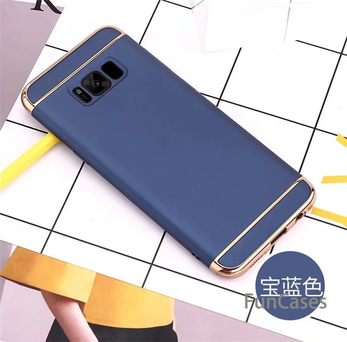 Для samsung Galaxy S6 S7 EDGE S8 S9 plus чехол Роскошный противоударный 3 в 1 металлический Гибридный PC чехол для задней панели для Note 5 8 - Цвет: blue