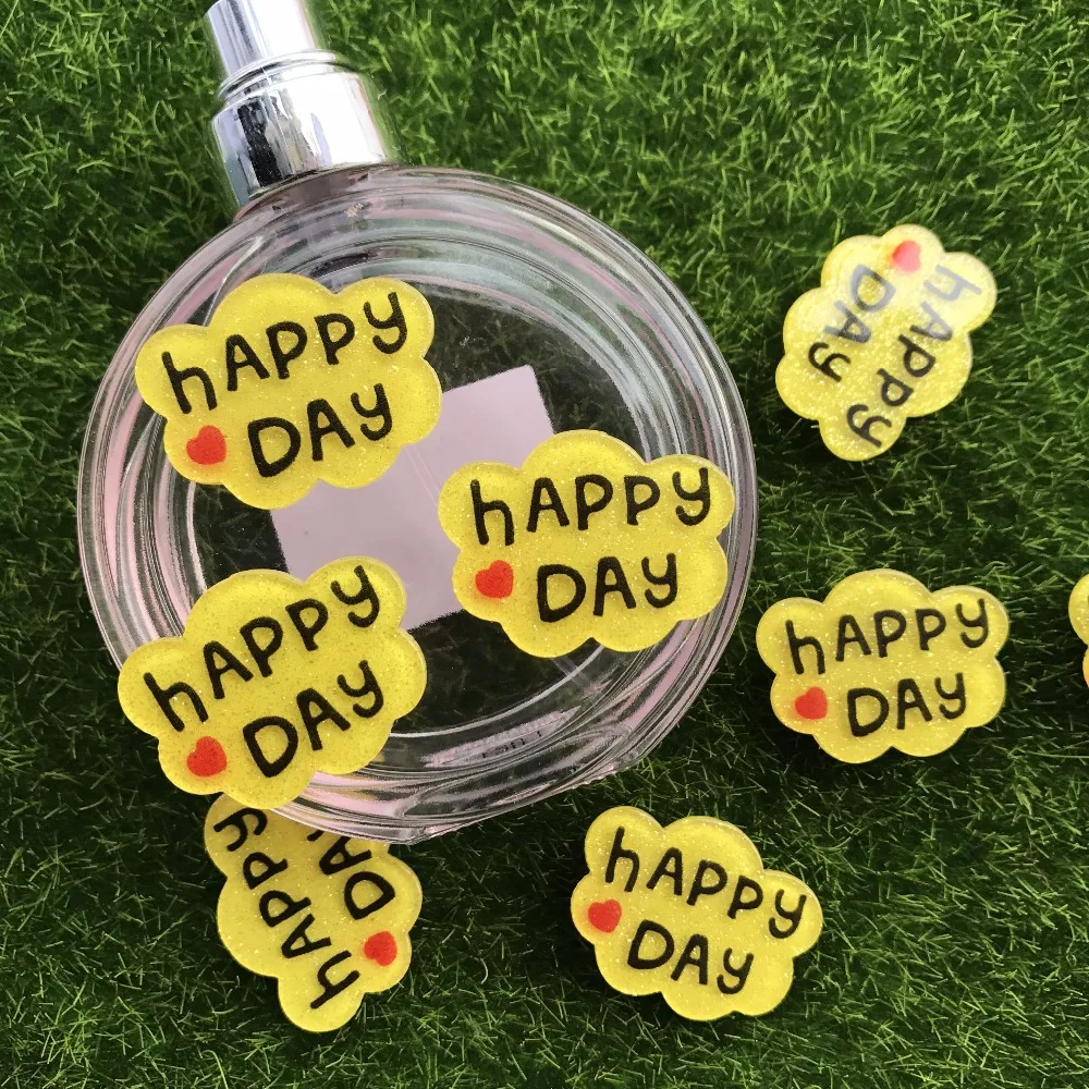 10 шт./лот счастливого дня выражение плоской спины лица из смолы плоская смола