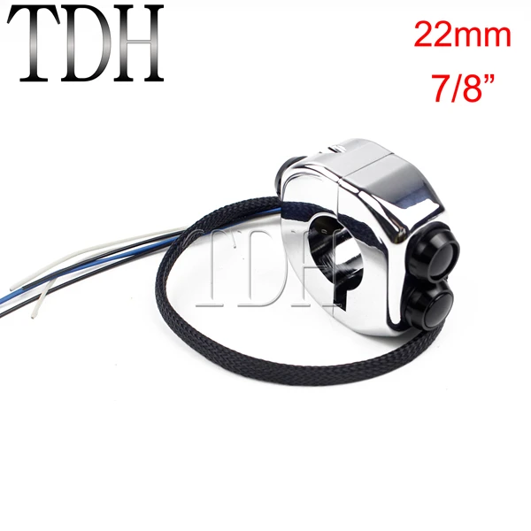 22mm chrome black 7/8in 1in крепление на руль велосипеда(переключатель пуш-ап путтонь Cafe Racer на включения/выключения M-блок 3 переключатели стартер, клаксон светильник переключатель 22 мм 25 мм Универсальный - Цвет: 22mm chrome black