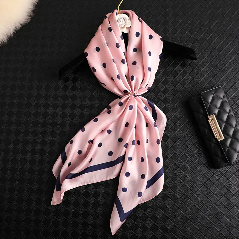 

2019 New Wave point Print Silk Scarf Female Summer Sunscreen Shawl Spring and Autumn Famous Wind Scarf Beach Scarf hot sale