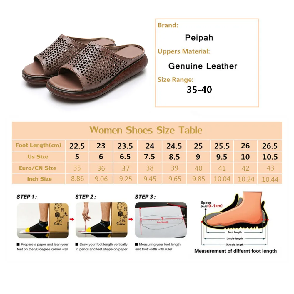 PEIPAH/2019 женские шлепанцы в стиле ретро сандалии на танкетке из натуральной кожи