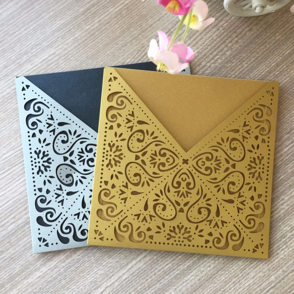 

100Pcs/Lot Pocket Design Wedding Party Card Invitation Greeting Blessing Card Thank You Rewards Gift