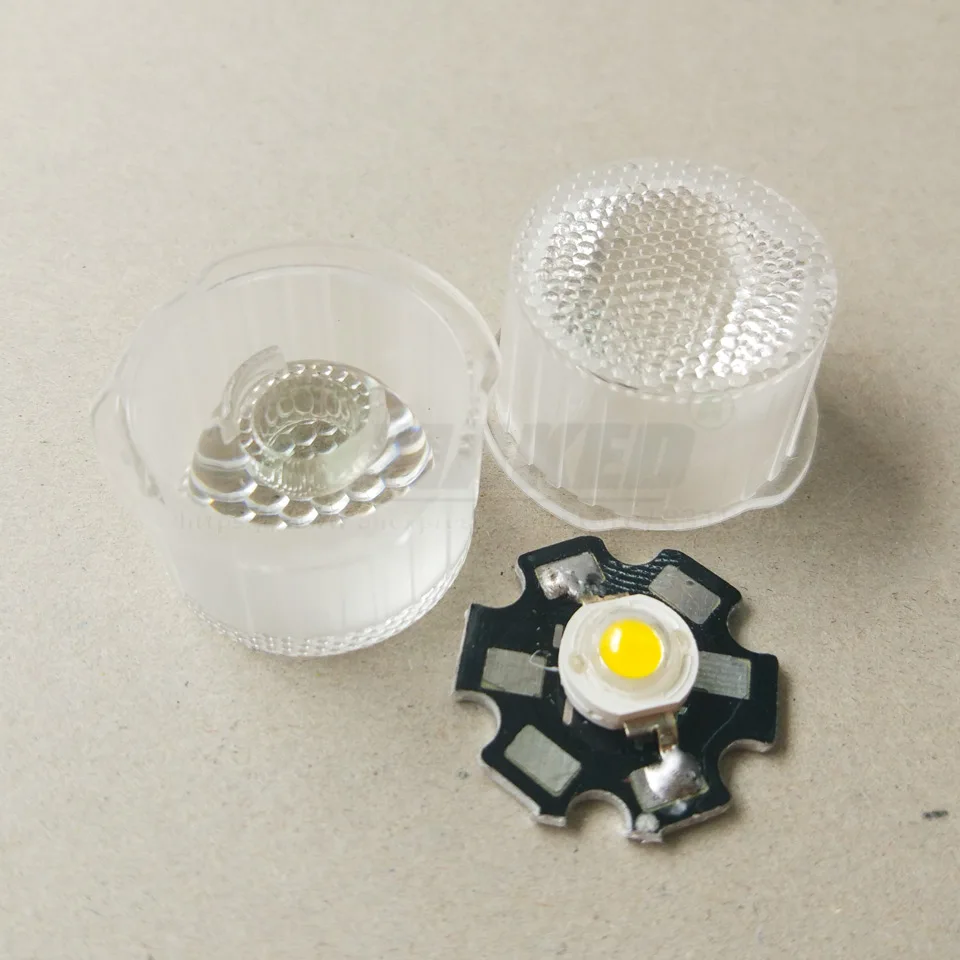 

20MM Waterproof LED lens 1W 3W 5W High power LED chip len PMMA Transmittance>95%+Bracket Holder for Floodlight Wall Spot Lamps