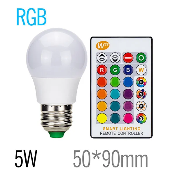 5W RGB E27 светодиодный 16 цветов меняющий RGB 5 Вт 10 Вт 15 Вт 220 В RGB Волшебная Праздничная лампа светодиодный светильник Точечный светильник Радиочастотный пульт дистанционного управления функция памяти - Испускаемый цвет: 5W RGB