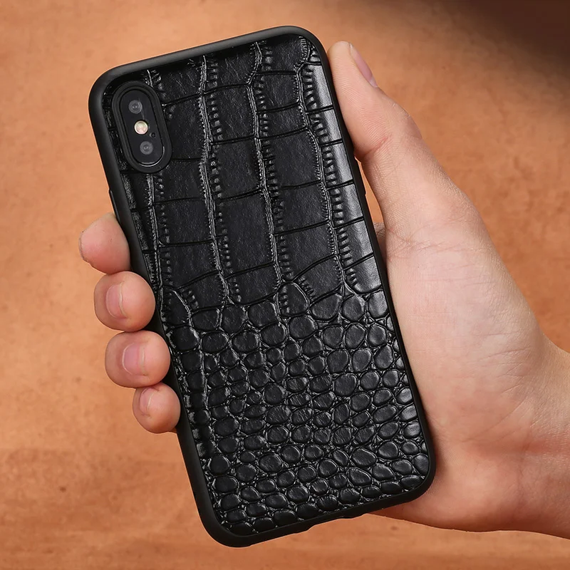 Business high-end leather cowhide lizard all-inclusive soft shell For iphone x phone case |