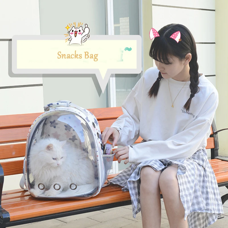 

1.5KG Pet Space Bag Travel Breathable Portable Cat Bag Includ Cat Pad Transparent Dog Bag Cat Backpack with Anti-escape Bandage