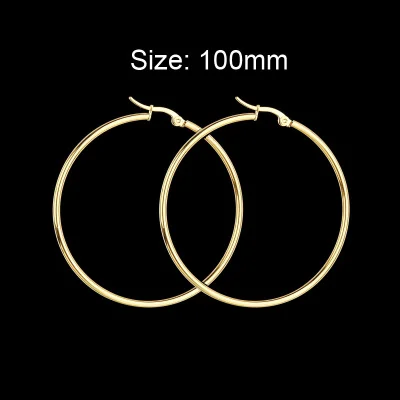Gold 100mm YUKAM золото Нержавеющая сталь большие круглые серьги-кольца с длинным Баскетбол знаменитости креольский серьги вrincos бижутерия для Для женщин - Окраска металла: Gold 100mm