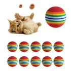 10 шт., разноцветные игрушки для кошек, интерактивные игрушки для кошек, жевательная погремушка для царапин шар из натурального пенопласта принадлежности для тренировки животных