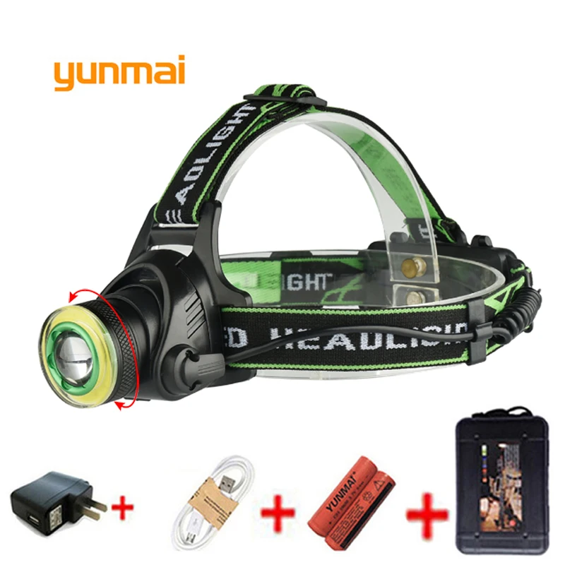 Yunmai 10000lm налобный фонарь с зумом USB новый XM T6 COB фара светодиодный фонарик