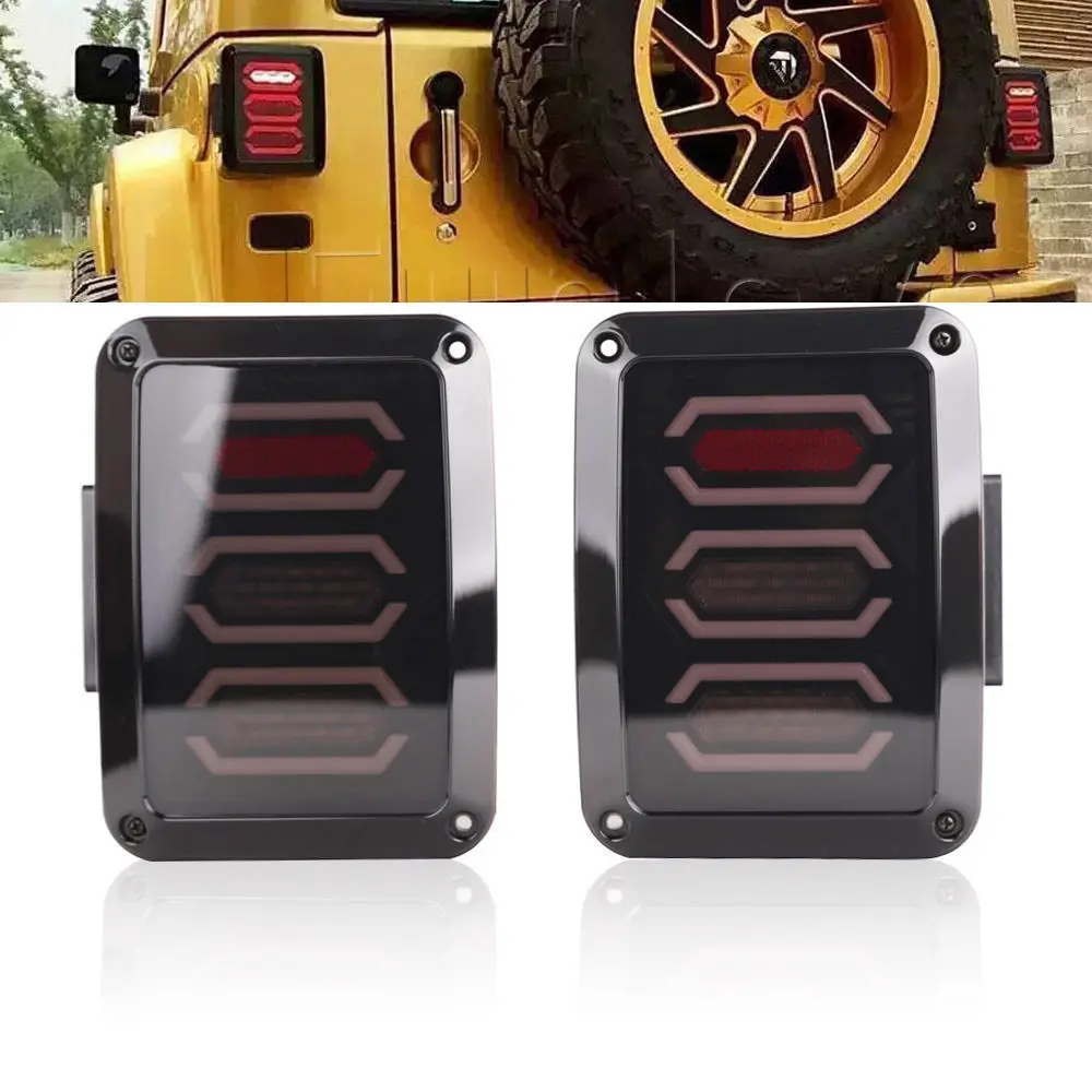 

2PCS DC 10-30V US version LED Diamond Tail Light Black With Smoke Lens For 2007-2016 Jeep Wrangler JK Tail Light / Break Light