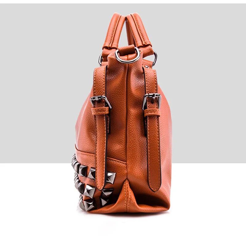 Новый Заклепки Женщин Кожаные Сумки Старинные Женщина Сумка Модные Женщины