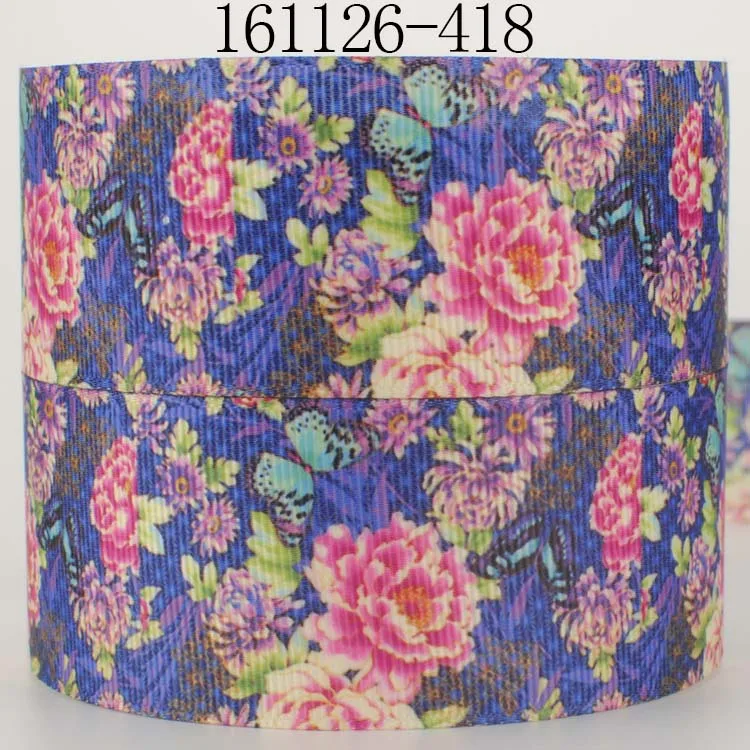 

NEW 50yards1/2"38mm big flowers printed grosgrain bows and ribbon free shipping 113