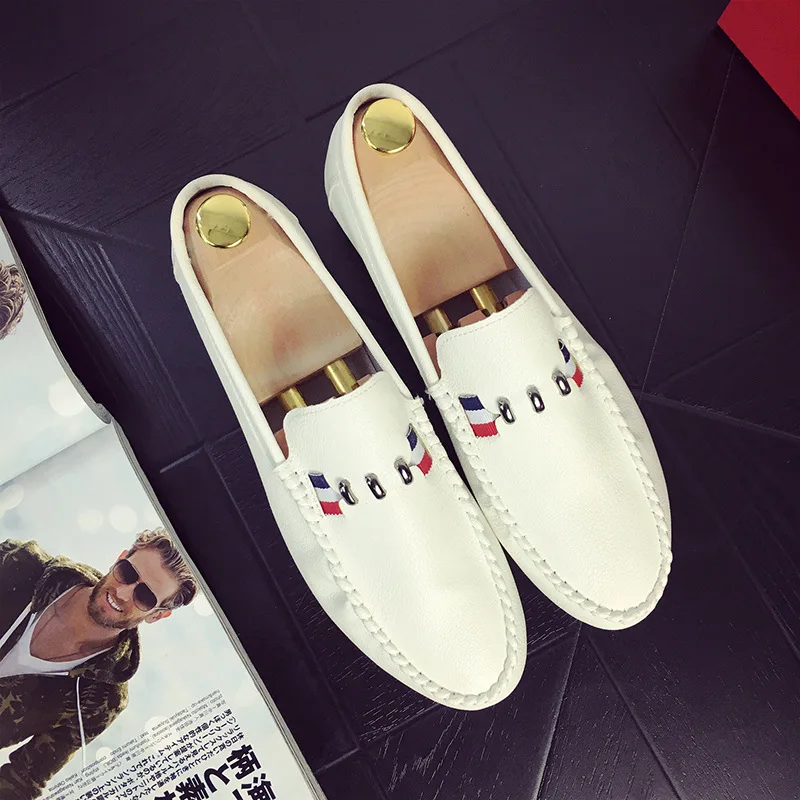 summer 2017 edition tide breathable shoes fashion slip-ons loafers slipp black white men's youth leisure | Обувь
