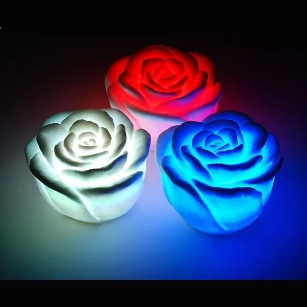 

New 7Color Romantic Changing LED Floating Rose Flower Candle Night Light