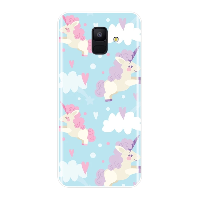 Мягкий силиконовый чехол из ТПУ с милым единорогом для Samsung A6 A8 Plus 2018 задняя