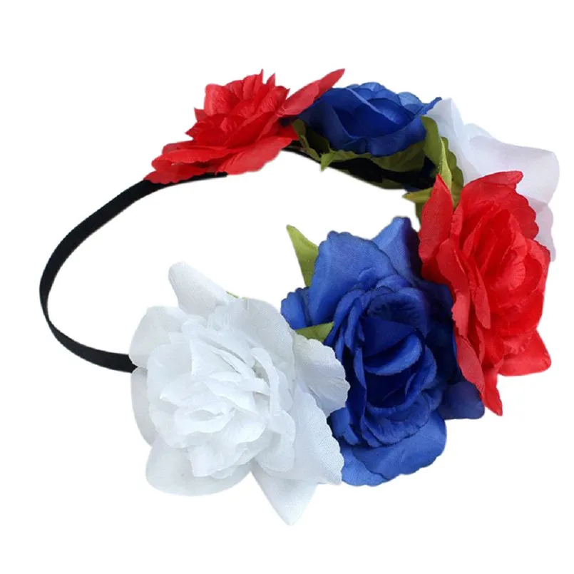 New Large Rose Flower Forehead Hair Headband Hair Crown Summer Festival Garland S1