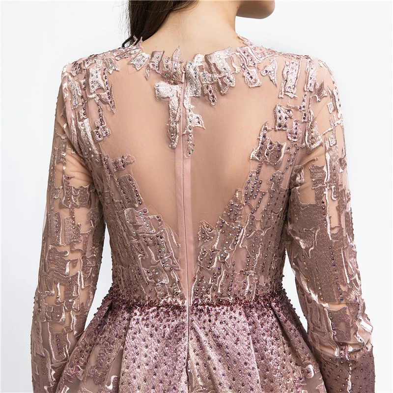 Robe De Soiree Роскошные вечерние платья с длинными рукавами, украшенные кристаллами, с круглым вырезом, длина до пола, женские вечерние платья WT5481