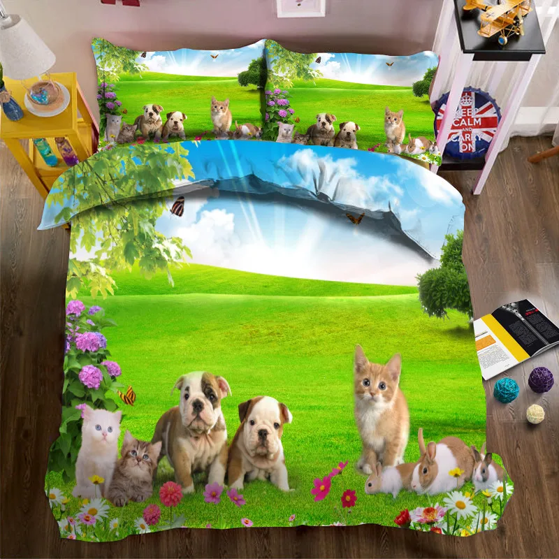 

3D Golden Retriever bedding bed sheet set bedclothes Super king duvet cover sets bedding set