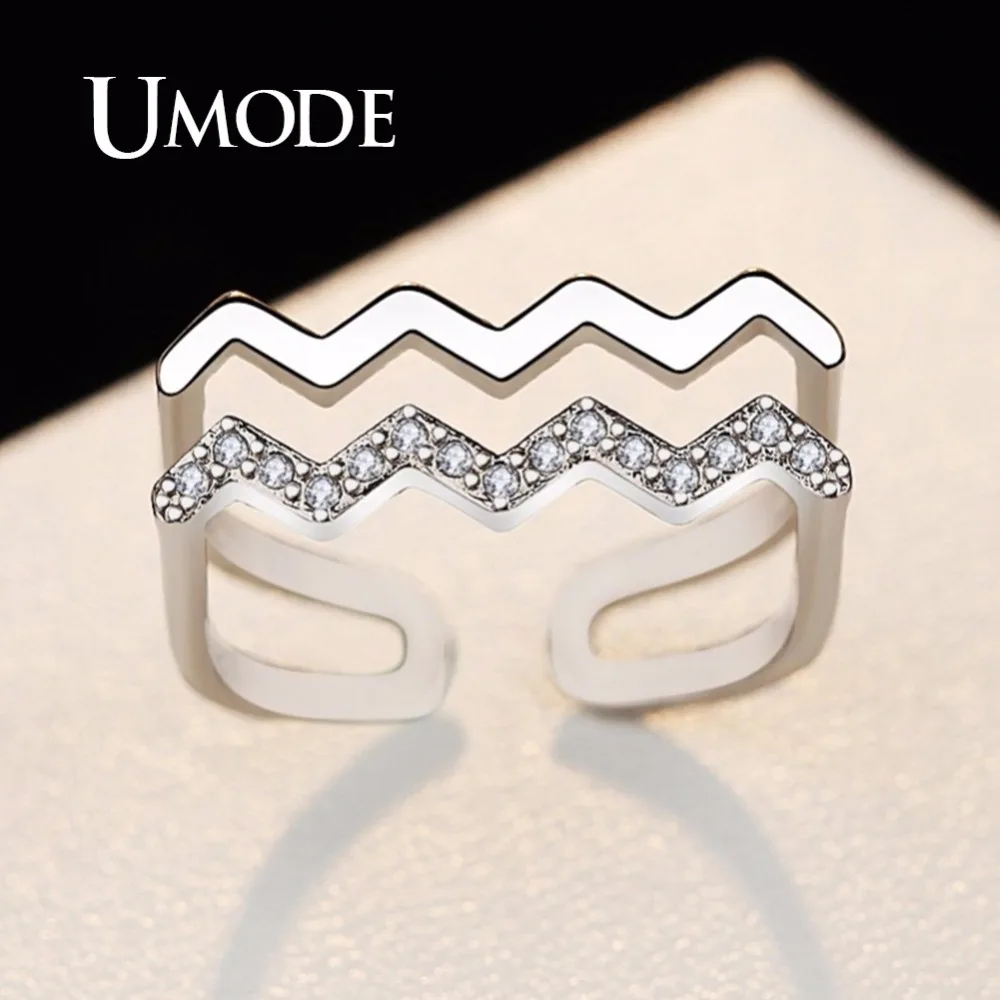 Обручальные И Вечерние кольца UMODE регулируемые открытые белого золота с
