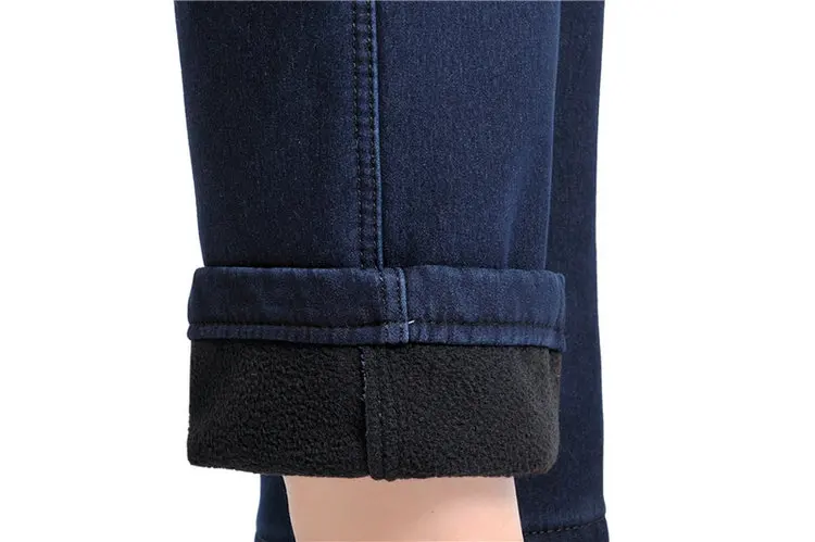 Кашемировые Ультра мягкие теплые джинсы с вышивкой размера плюс женские зимние