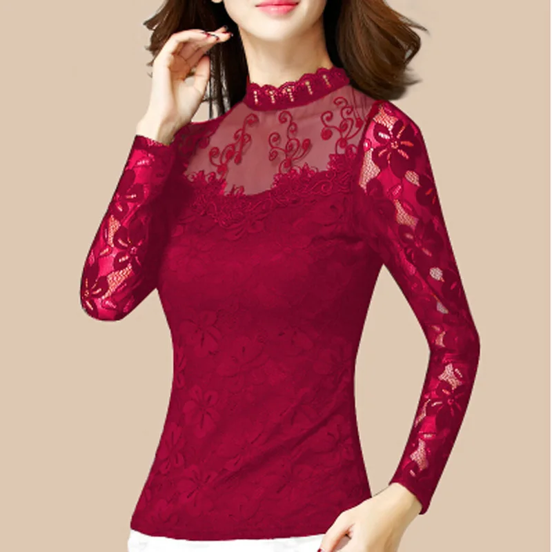 Черные и белые женские модные кружевные рубашки большого размера осенняя